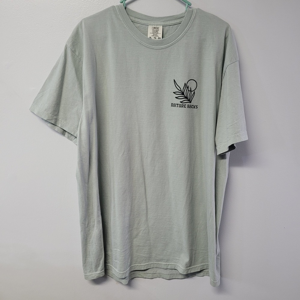 Nature Backs Comfort Colors Graphic T-Shirt XL Sage Green Sun Moon Mountain